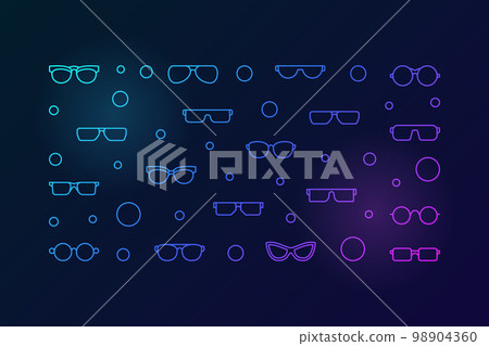 Vector glasses bright horizontal outline illustration or banner Vector glasses bright horizontal outline illustration or banner 98904360