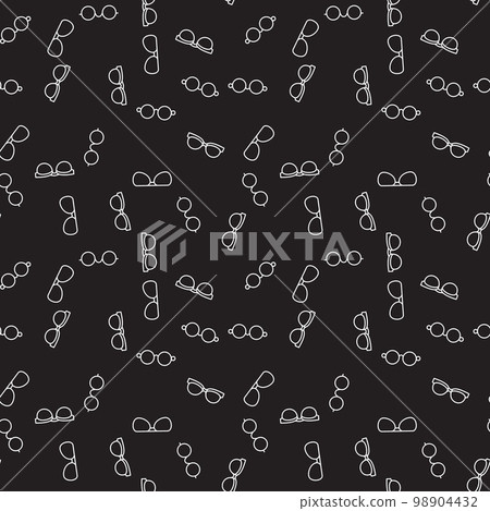 Dark seamless vector outline sunglasses pattern Dark seamless vector outline sunglasses pattern 98904432
