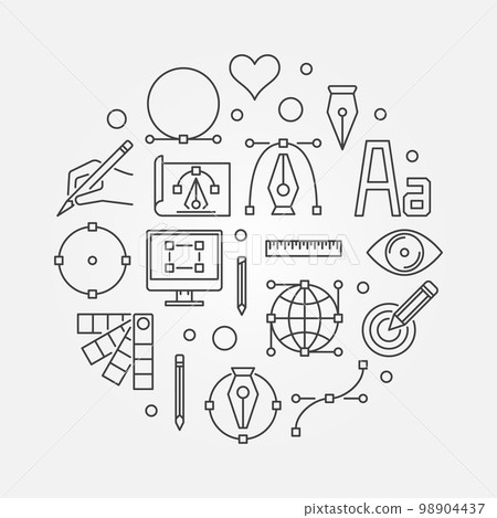 Vector graphic design linear round illustration Vector graphic design linear round illustration 98904437