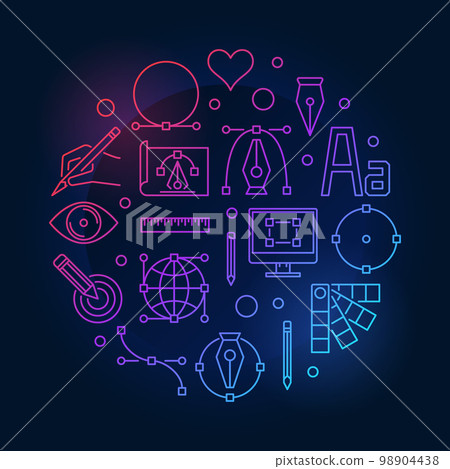Vector graphic design colored line round illustration Vector graphic design colored line round illustration 98904438