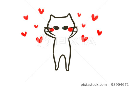 一隻斜眼充滿愛的貓的插圖 一隻斜眼充滿愛的貓的插圖 98904671
