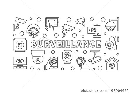Surveillance vector horizontal illustration or banner 98904685