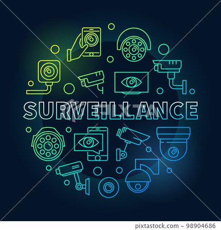 Surveillance vector round colored outline illustration 98904686
