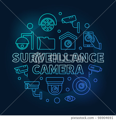 Surveillance camera blue circular vector illustration 98904691