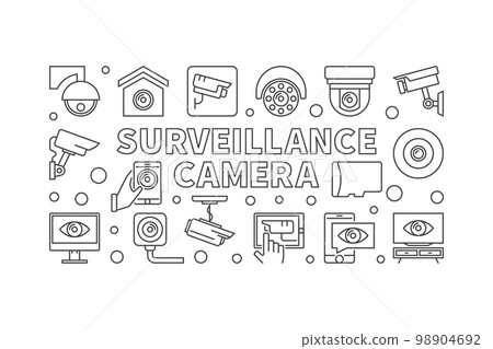 Surveillance camera illustration - vector line banner 98904692