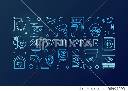 Surveillance vector blue horizontal linear illustration 98904693