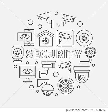 Security vector round concept linear illustration Security vector round concept linear illustration 98904697