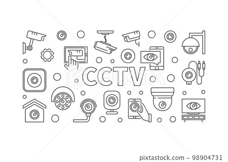 CCTV horizontal illustration. Vector concept line banner CCTV horizontal illustration. Vector concept line banner 98904731