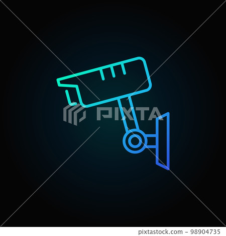 CCTV camera vector blue icon in thin line style 98904735