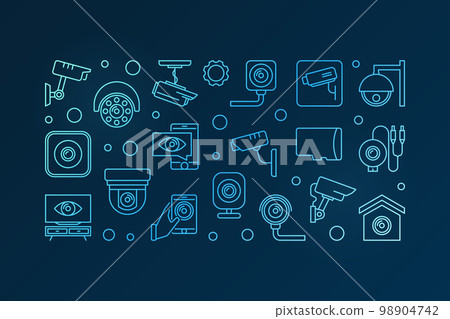Blue CCTV and surveillance camera vector banner 98904742