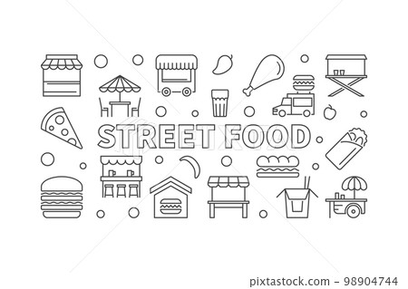 Street food horizontal banner. Vector concept illustration 98904744