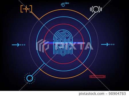 fingerprint scan with high-tech inspection Technology abstract future background vector 98904783