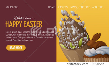 Web page design for Happy Easter. A bouquet of...-插圖素材 [98905440] - PIXTA圖庫