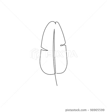 Line palm leaf art. One continuous line art decorative banana palm leaf draw. Editable stroke single tropical leaf element. Isolated Line palm leaf art. One continuous line art decorative banana palm leaf draw. Editable stroke single tropical leaf element. Isolated 98905599