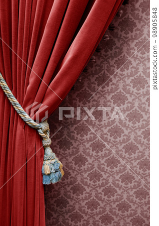 Vintage red curtain 98905848