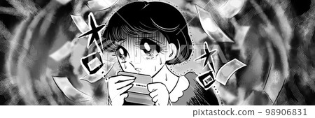 70年代昭和復古少女卡通黑髮女人在薪水面前臉色慘白 70年代昭和復古少女卡通黑髮女人在薪水面前臉色慘白 98906831