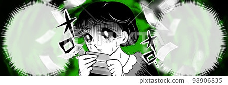 70年代昭和復古少女卡通黑髮女人在薪水面前臉色慘白 70年代昭和復古少女卡通黑髮女人在薪水面前臉色慘白 98906835