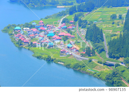 只見線太始鳥瞰圖(尻吹峠鳥瞰圖) 只見線太始鳥瞰圖(尻吹峠鳥瞰圖) 98907135