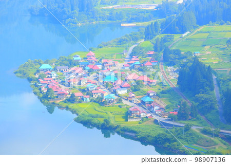 只見線太始鳥瞰圖(尻吹峠鳥瞰圖) 只見線太始鳥瞰圖(尻吹峠鳥瞰圖) 98907136