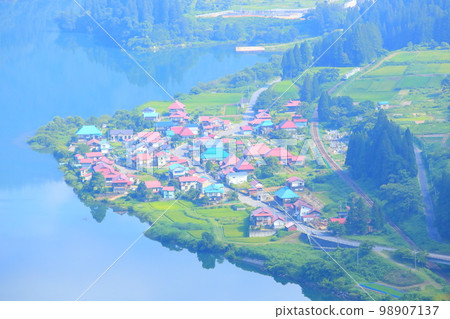 Tadami Line Taishi Bird's-eye View (Shiribuki Pass Bird's-eye View) Tadami Line Taishi Bird's-eye View (Shiribuki Pass Bird's-eye View) 98907137