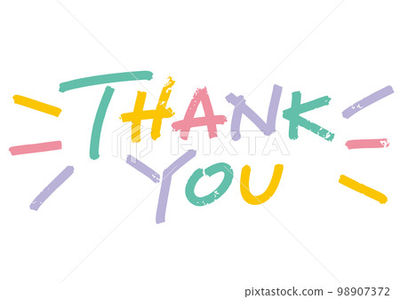 "THANK YOU" icon. Vector material of handwritten characters. 98907372