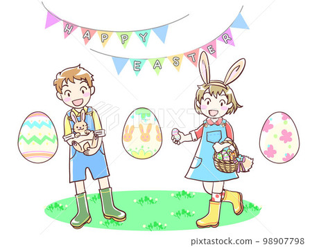 easter child and rabbit 98907798