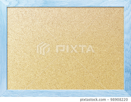 淺棕色紋理軟木板背景圖像,木框內有淺藍色邊框 淺棕色紋理軟木板背景圖像,木框內有淺藍色邊框 98908220