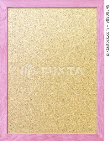 Vertical background image of a light brown textured corkboard with a pale pink border in a wooden frame 98908349