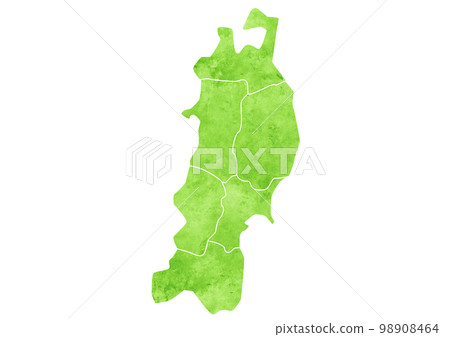 Watercolor style map illustration of the Tohoku region Watercolor style map illustration of the Tohoku region 98908464