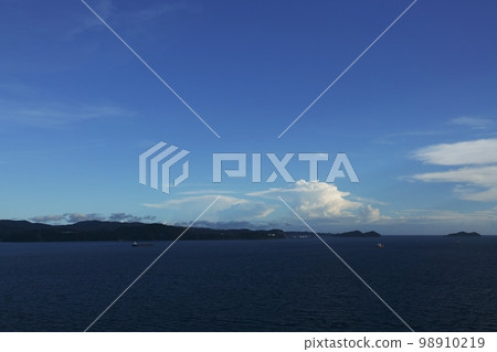 下午沿海景觀與工業綜合體港口和積雨雲以及遠處的各種雲夏季 220727pm 98910219