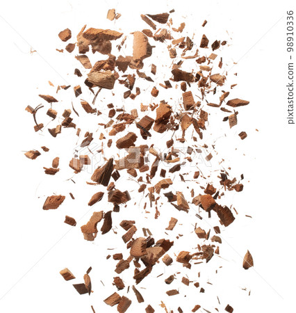 Coconut peel husk flying explosion, coconut chopped big L size abstract fall down garden. Coconut shell peel fertilizer splash throwing in Air. White background Isolated high speed shutter, freeze Coconut peel husk flying explosion, coconut chopped big L size abstract fall down garden. Coconut shell peel fertilizer splash throwing in Air. White background Isolated high speed shutter, freeze 98910336