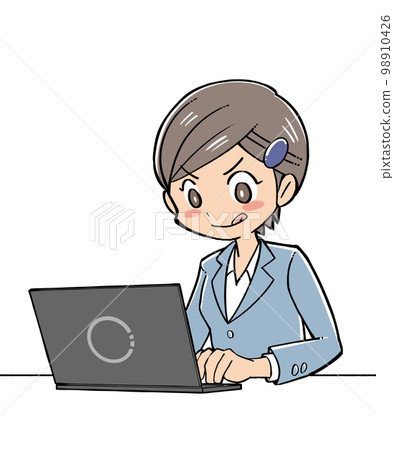 Young woman working with a personal computer 98910426