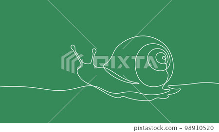 One continuous line art snail symbol. Sketch black drawing animal slow shell wildlife. Garden natural slow metaphor vector illustration 98910520