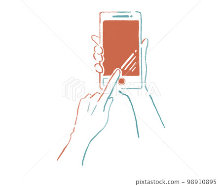 Person smartphone photo line drawing illustration Person smartphone photo line drawing illustration 98910895
