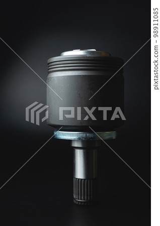 SHRUS brand new with copy space on black background. Shallow depth of field new metal detail. Background of new spare parts in selective focus 98911085