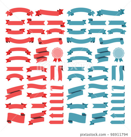 紅色和藍色絲帶的集合 紅色和藍色絲帶的集合 98911794