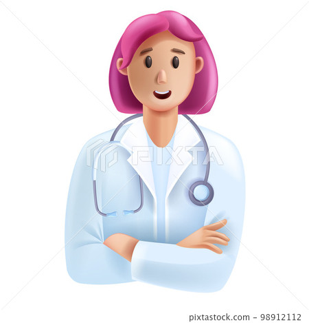 3D doctor medical vector online consultation avatar, healthcare expert icon, smiling therapist.  98912112