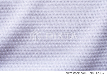 White fabric sport clothing football jersey with air mesh texture background 98912437