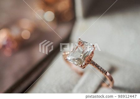 luxury diamond ring in jewelry box vintage style 98912447