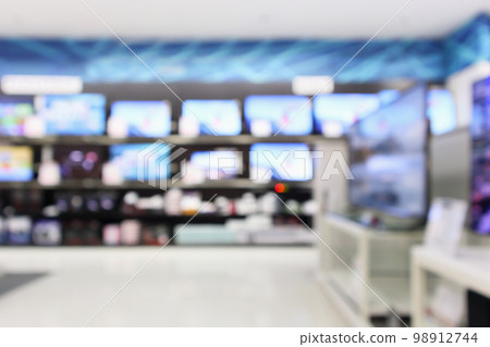 eletronic department store show Television TV and home appliance with bokeh light blurred background 98912744