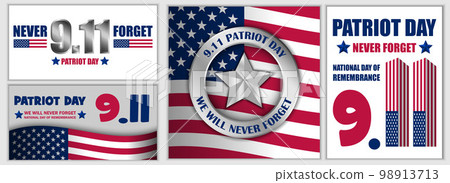 Patriot Day September 11 banner concept set. Flat illustration of 3 Patriot Day September 11 banner concepts for web 98913713