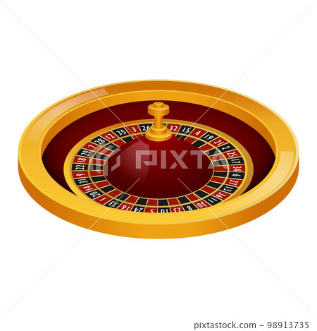Side view roulette casino mockup. Realistic illustration of side view roulette casino vector mockup for web design isolated on white background 98913735