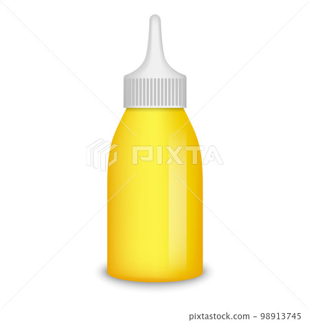 Mustard bottle mockup. Realistic illustration of mustard bottle vector mockup for web design isolated on white background 98913745