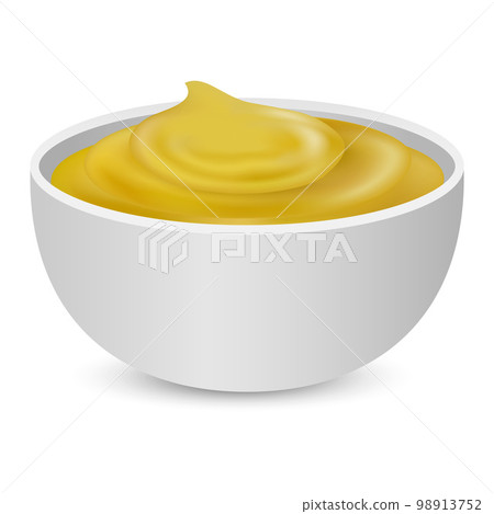 Mustard sauces mockup. Realistic illustration of mustard sauces vector mockup for web design isolated on white background 98913752