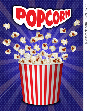 Popcorn explosion concept background. Realistic illustration of popcorn explosion vector concept background for web design 98913756