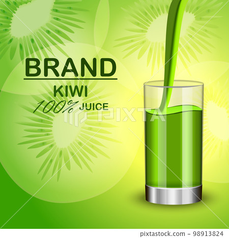 Kiwi juice in glass concept background. Realistic illustration of kiwi juice in glass vector concept background for web design Kiwi juice in glass concept background. Realistic illustration of kiwi juice in glass vector concept background for web design 98913824