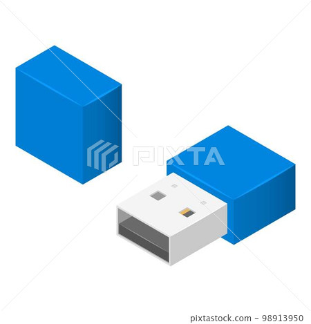 Small usb flash icon. Isometric of small usb flash vector icon for web design isolated on white background Small usb flash icon. Isometric of small usb flash vector icon for web design isolated on white background 98913950
