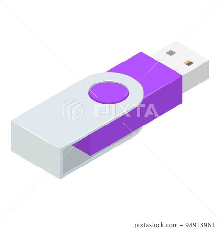 Steel usb flash icon. Isometric of steel usb flash vector icon for web design isolated on white background Steel usb flash icon. Isometric of steel usb flash vector icon for web design isolated on white background 98913961