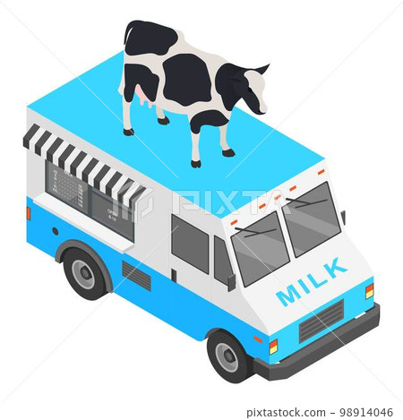 Milk shop truck icon. Isometric of milk shop truck vector icon for web design isolated on white background Milk shop truck icon. Isometric of milk shop truck vector icon for web design isolated on white background 98914046