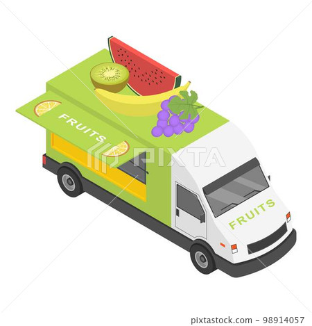 Fruits truck icon. Isometric of fruits truck vector icon for web design isolated on white background 98914057